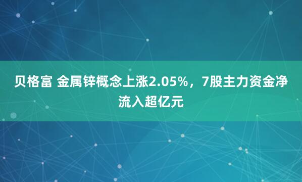 贝格富 金属锌概念上涨2.05%，7股主力资金净流入超亿元